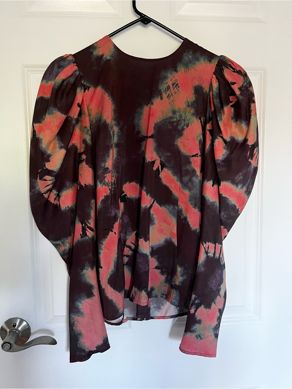 ULLA JOHNSON Rosewood 100% Silk Tie Dye Ora Long Sleeve Blouse - Picture 6 of 9